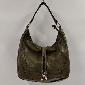 BLUSH Hobo Bag Olive Green Zip Top Shoulder Bag Multi Pockets Faux Leather